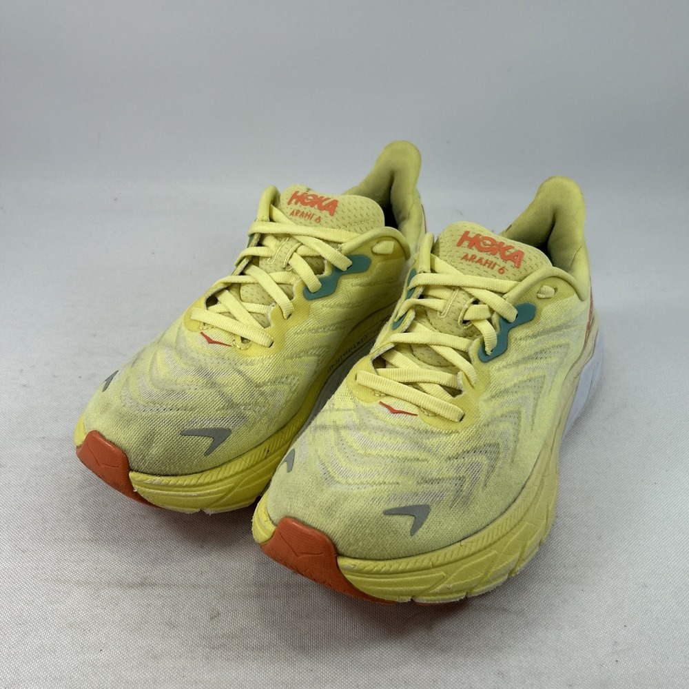 Hoka One One Arahi 6 Running Shoes Women's Size 7B W Yellow Athletic Sneakers